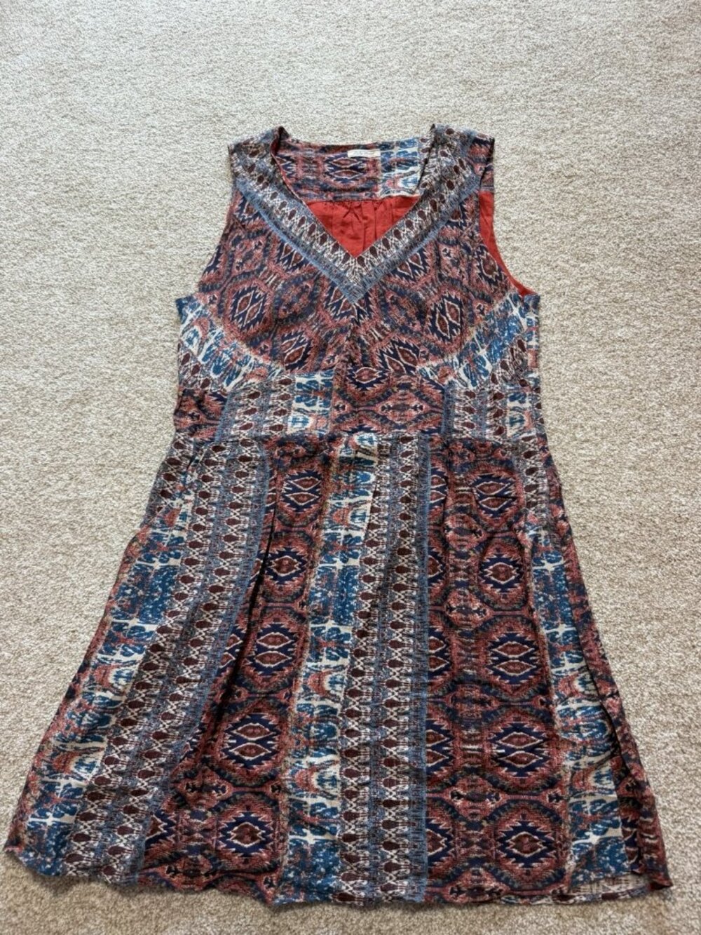 Lucky Brand Women’s Tribal Aztec Southwestern Western Pockets Boho Dress Size XL